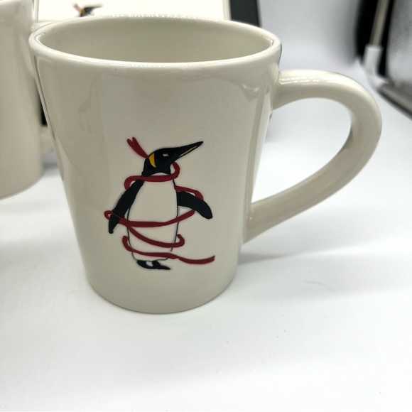 2007 BIA Cordon Bleu Embossed Christmas Holiday Penguin Mugs Set of 4 - Picture 5 of 9